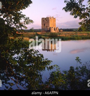 Scottish Castle the atmospheric Threave Castle reflected in the River Dee Scotland UK Stock Photo