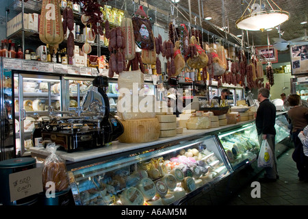 Food displayed in Delicatessen in Little Italy New York City NYC NY USA Stock Photo