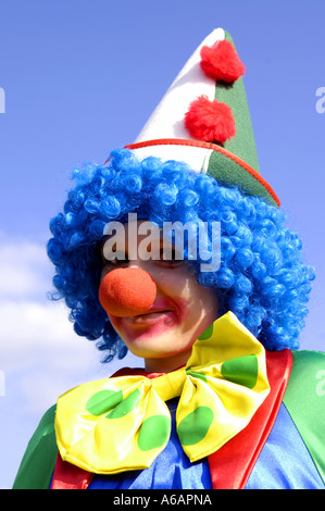 girl in clown outfit fancy dress carnival female Stock Photo