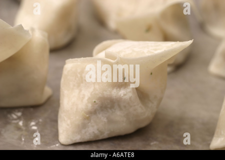Chinese food making wontons Stock Photo