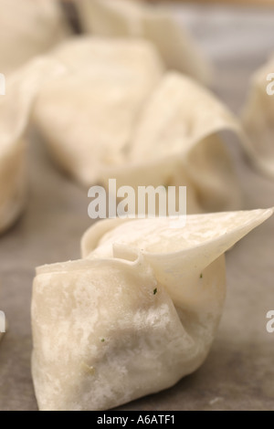 Chinese food making wontons Stock Photo