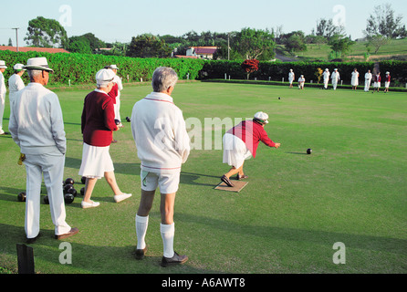 White people playing bowls at Port Edward south of Durban South Africa Stock Photo