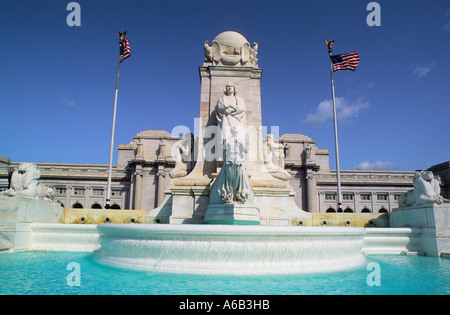 USA Washington DC Union Train Station Statue of Christopher Columbus Monument and Fountain Stock Photo