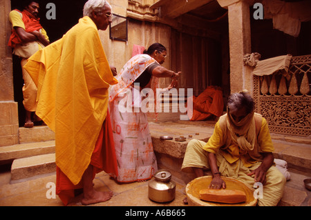 India Jaisalmer inside a jainist temple at the Fort Stock Photo