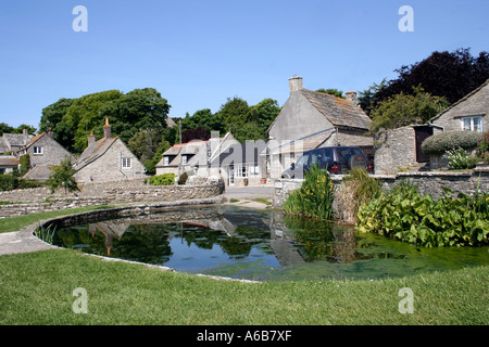 Worth Matravers Village and Duck Pond, Isle of Purbeck, Dorset, UK. Europe Stock Photo
