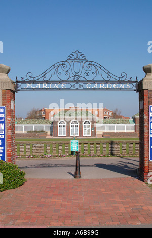 The entrance to Council owned Marine Gardens in Worthing, West Sussex Stock Photo