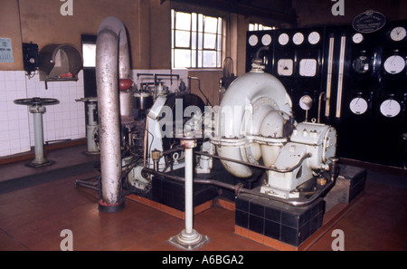 Old exhauster steam turbine used to pull gas away from coke making plant about 1975 Stock Photo