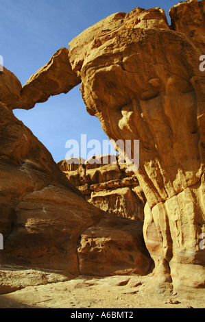 The rock bridge of Um Frouth in Wadi Rum Protected Area, Jordan Stock Photo