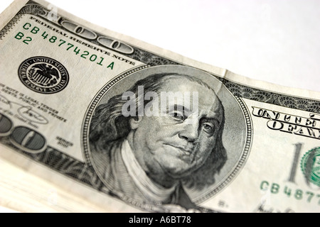 aligned 5000 dollars in cash in One hundred american currency Stock Photo