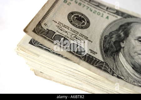 aligned 5000 dollars in cash in One hundred american currency Stock Photo