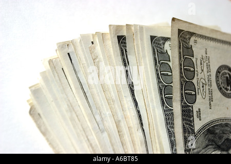 aligned 5000 dollars in cash in One hundred american currency Stock Photo