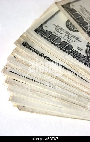 aligned 5000 dollars in cash in One hundred american currency Stock Photo