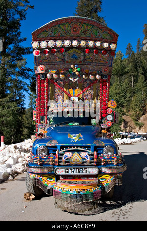 Decorated Bedford lorry, Nathiagali, Pakistan Stock Photo