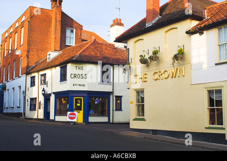 The Cross Pub and The Crown Hotel Woodbridge Suffolk England Stock Photo