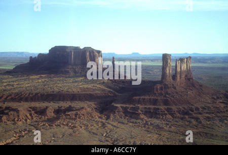 Ariel View Of Monument Valley In The American States Of Utah & Arizona. Stock Photo