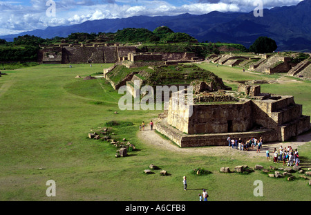Pyramids at Monte Alban ancient capital of the Zapotec civilisation near Oaxaca Mexico Stock Photo