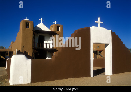 USA, New Mexico, Taos, Pueblo San Geronimo Chapel,  adobe style church Stock Photo
