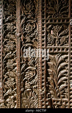 Pakistan Punjab Lahore Lahore Fort detail of carved wood and stone door ...