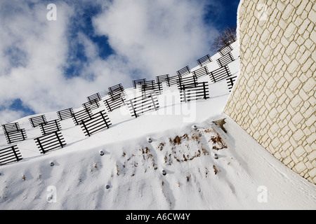 Avalanche Barrier, Rausu, Shiretoko Peninsula, Hokkaido, Japan Stock Photo