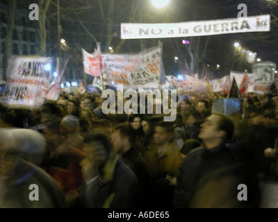 NO WAR IRAQ rallydemonstration in Madrid 2003 Stock Photo