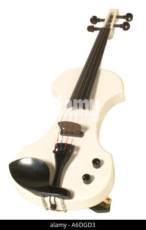 white fender electric violin studio cutout cut out white background knockout dropout Stock Photo