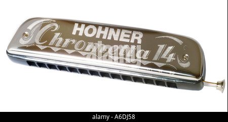 hohner mouthorgan harmonica chrometta 14  studio cutout cut out white background knockout dropout Stock Photo