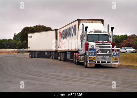 Australian Road Train Western Australia Stock Photo