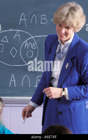 Female Caucasian math teacher Stock Photo