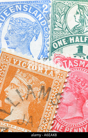 Queen Victoria postage stamps from Australia Stock Photo
