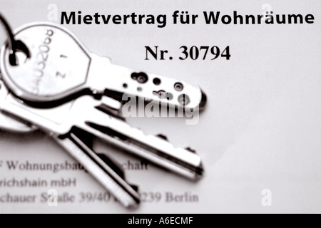 Contract conclusion: Apartment key and pen, Germany Stock Photo