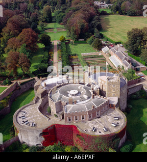 Walmer Castle a Henry VIII coastal fort Kent UK aerial view Stock Photo