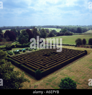 Maze at Hatfield House UK aerial view Stock Photo