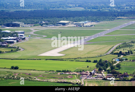 Aerial view. Coming in to land. Right base leg for runway zero eight.  Bournemouth International Airport.    Dorset. UK. Stock Photo