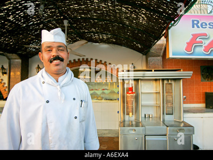 Chef at Restaurant Falafel in Hurghada Stock Photo
