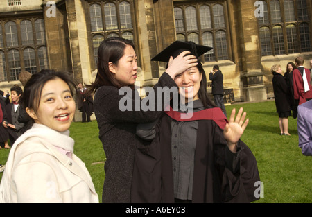 Students with friends and family after receiving their degrees in a ceremony at Bristol University England UK Stock Photo