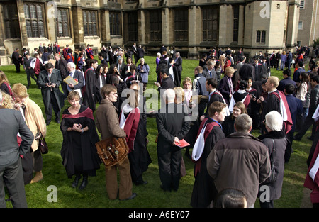 Students with friends and family after receiving their degrees in a ceremony at Bristol University England UK Stock Photo