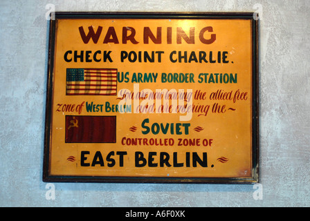 Checkpoint Charlie sign from the cold war era of Berlin Stock Photo
