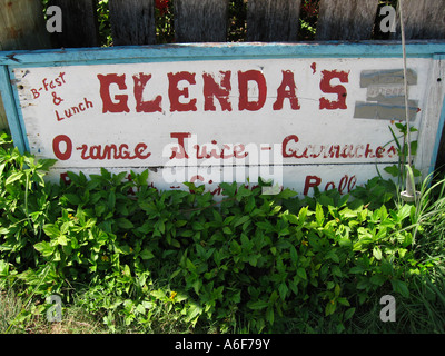 BELIZE Caye Caulker Sign for Glendas cafe and restaurant local eatery Stock Photo