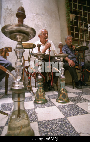 Water pipe patrons Damascus Syria Stock Photo