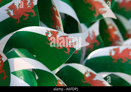 hand held child's windmill with welsh flag and red dragon design Stock Photo