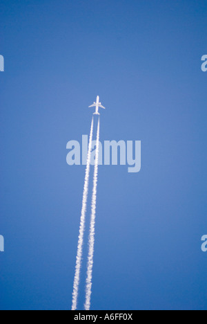 Ardara County Donegal Ireland A transatlantic passenger aircraft passes over the west coast of Ireland Stock Photo