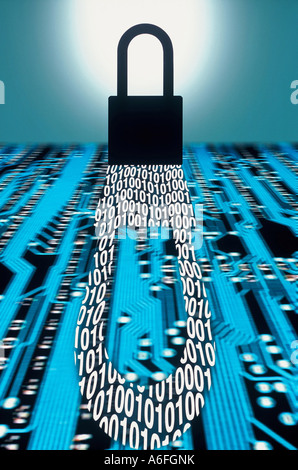 Digital lock Computer and cyber security Encryption Stock Photo