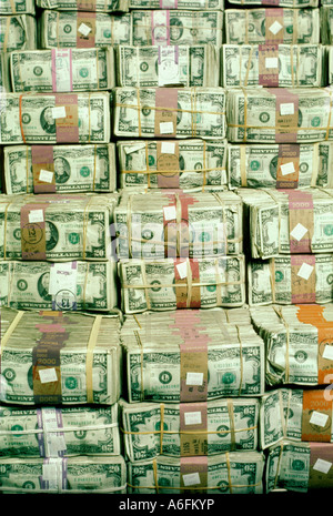 Stacks of twenty USA dollar bills 20 million dollars Stock Photo