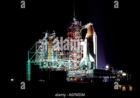 Space Shuttle on launch pad Stock Photo