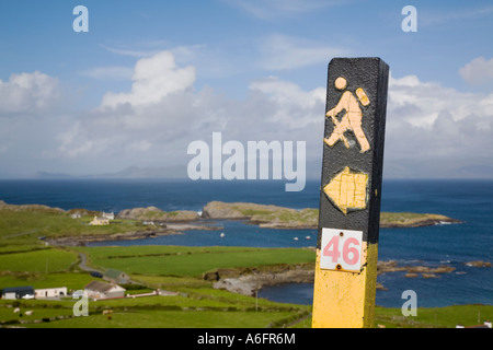 Beara Way long distance walk sign on 'Ring of Beara' route on Beara Peninsula Garnish Point County Cork Eire Stock Photo