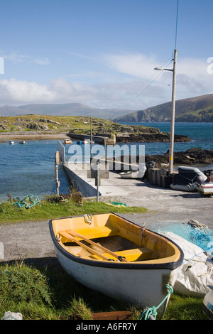Fishing boat and tackle by harbour in Garnish Bay on 'Ring of Beara' tourist route on Beara Peninsula Garnish Point Co Cork Stock Photo