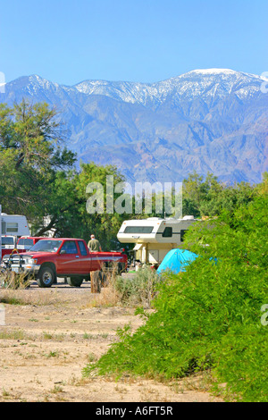 People campers at Furnace Creek in Death Valley National Park California Stock Photo