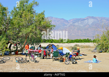 family in campground Death Valley National Park California Stock Photo