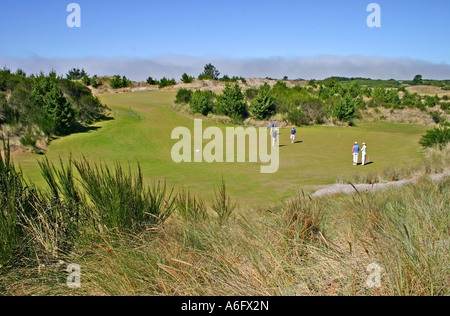 Golfers at Bandon Trails Golf Course in Bandon Dunes Golf Resort Bandon Oregon Stock Photo