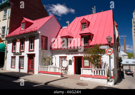 Restaurant Aux Anciens Canadiens in the historic Maison Jacquet built in 1677 in Old Quebec City Stock Photo